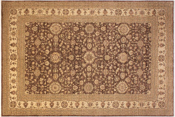 handmade Traditional Kafkaz Chobi Ziegler Brown Ivory Hand Knotted RECTANGLE 100% WOOL area rug 10 x 13